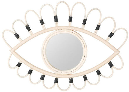 Rotan wandspiegel oog - naturel - rotan - 40x28,5 cm