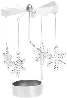 Rotary Spinning Theelichtje Kaars Romantische Metalen Thee Licht Houder Carrousel Home Decor Christmas zilver
