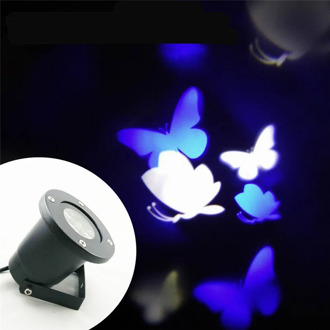 Rotating Blue White Butterfly Spotlight LED Landscape Projector Lamp Wedding Valentine Xmas Projector Night Lamp Outdoor Garden