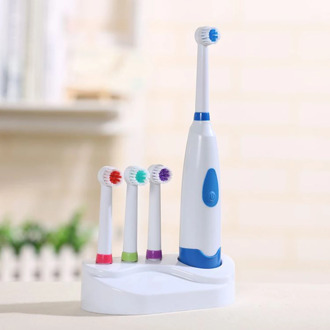 Rotating Electric Toothbrush with 4 Heads Oral Hygiene Baby Kids Toddler Tooth Brush Soft Bristles Battery Powered