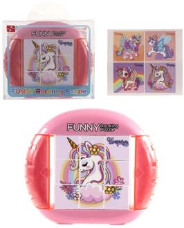 Rotating unicorn puzzel 12cm roze