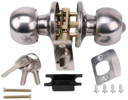 Rotation Round Door Knob Handle Stainless Steel Entrance Passage Lock With Kep Set