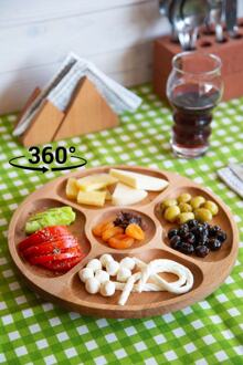 Roterende Houten Decoratieve 5 Sectie 30 Cm Ontbijt Eten Kaas Serveren Plaat Keuken Opslag Praktische Gadget