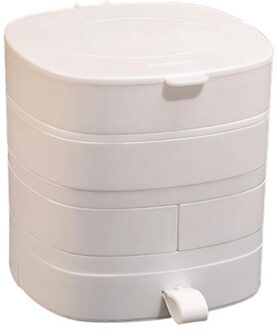 Roterende Sieraden Doos Multi Layer Sieraden Organizer Functionele Oorbellen Ketting Ring Classificatie Organizer wit