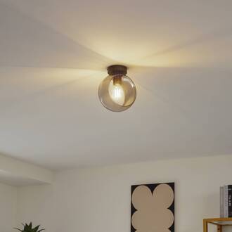 Roton plafondlamp, grijs/zwart, glas, Ø 20 cm rookgrijs, zwart