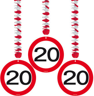 Rotorspiralen 20 jaar verkeersborden 3x stuks - Hangdecoratie Multikleur
