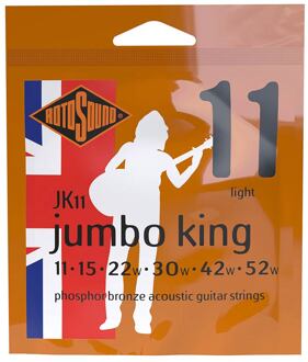 Rotosound JK11 snarenset voor akoestische gitaar snarenset voor akoestische gitaar, phosphor bronze wound, 11-52, light
