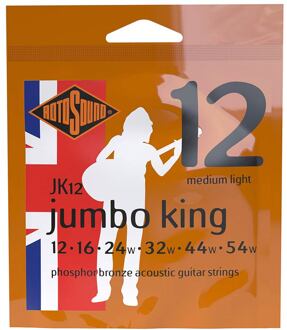 Rotosound JK12 snarenset voor akoestische gitaar snarenset voor akoestische gitaar, phosphor bronze wound, 12-54, medium light