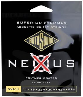 Rotosound NXA11 snarenset voor akoestische gitaar snarenset voor akoestische gitaar, coated phosphor bronze, 11-52, light