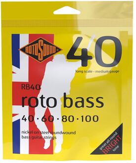 Rotosound RB40 snarenset elektrische basgitaar snarenset elektrische basgitaar, nickel wound, 40-100, medium gauge