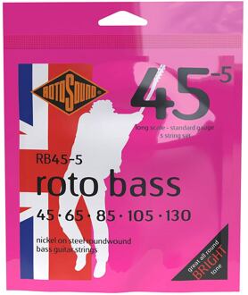 Rotosound RB45-5 snarenset elektrische basgitaar snarenset elektrische basgitaar, 5-snarig, nickel wound, 45-130, standard gauge