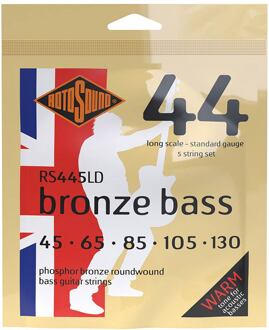 Rotosound RS445LD snarenset voor akoestische bas snarenset voor akoestische bas, 5-snarig, phosphor bronze 45-130, standard gauge
