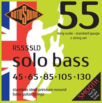 Rotosound RS555LD snarenset basgitaar snarenset basgitaar, 5-snarig, linea pressure wound 45-130, standard gauge