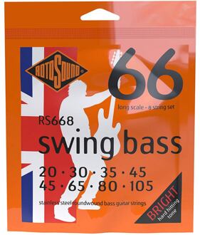 Rotosound RS668 snarenset elektrische basgitaar snarenset elektrische basgitaar, 8-snarig, stainless steel, 45-105, standard gauge