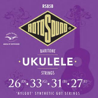 Rotosound RS85B snarenset bariton ukulele 'nylgut' synthetic gut snarenset bariton ukulele 'nylgut' synthetic gut, d-g-b-e tuning, 26-33-31-27