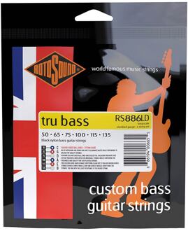 Rotosound RS886LD string set electric bass 6 black nylon flatwound 50-135, standard gauge