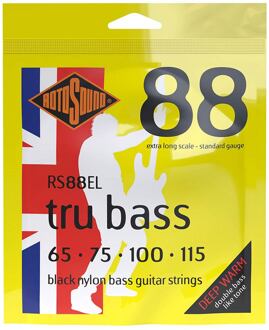 Rotosound RS88EL snarenset elektrische basgitaar snarenset elektrische basgitaar, black nylon flatwound, 65-115, standard gauge, extra long scale