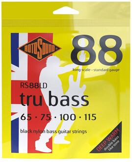 Rotosound RS88LD snarenset elektrische basgitaar snarenset elektrische basgitaar, black nylon flatwound, 65-115, standard gauge