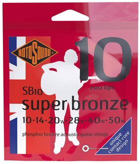 Rotosound SB10 snarenset voor akoestische gitaar snarenset voor akoestische gitaar, phosphor bronze, 10-50, extra light