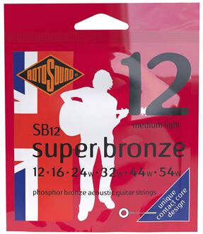 Rotosound SB12 snarenset voor akoestische gitaar snarenset voor akoestische gitaar, phosphor bronze, 12-54, medium light