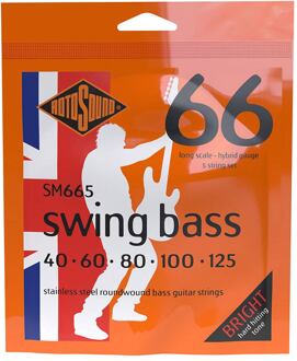 Rotosound SM665 snarenset elektrische basgitaar snarenset elektrische basgitaar, 5-snarig, stainless steel, 40-125, hybrid gauge