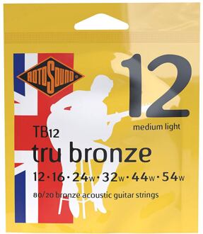 Rotosound TB12 snarenset voor akoestische gitaar snarenset voor akoestische gitaar, 80/20 bronze, 12-54, medium light
