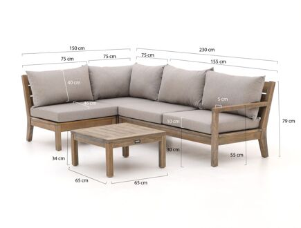 ROUGH Batang hoek loungeset 4-delig links - Laagste prijsgarantie! Bruin