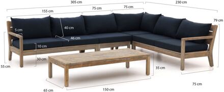 ROUGH Batang hoek loungeset 5-delig rechts - Laagste prijsgarantie! Bruin