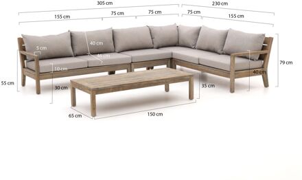 ROUGH Batang hoek loungeset 5-delig rechts - Laagste prijsgarantie! Bruin