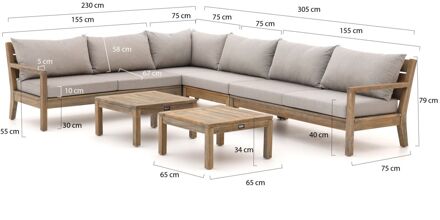 ROUGH Batang hoek loungeset 6-delig links - Laagste prijsgarantie! Bruin