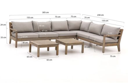 ROUGH Batang hoek loungeset 6-delig rechts - Laagste prijsgarantie! Bruin