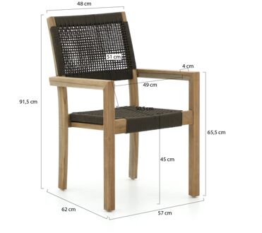ROUGH Batang/ROUGH-S 220cm dining tuinset 7-delig stapelbaar - Laagste prijsgarantie! Bruin