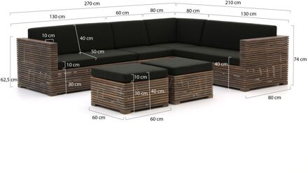ROUGH-C hoek loungeset 6-delig - Laagste prijsgarantie! Bruin