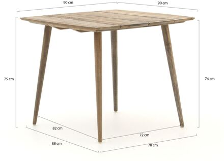 ROUGH-K dining tuintafel 90x90x75cm - Laagste prijsgarantie! Bruin