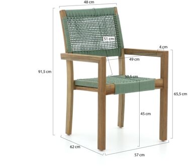 ROUGH-L Rope/ROUGH-S 220cm dining tuinset 7-delig stapelbaar - Laagste prijsgarantie! Bruin