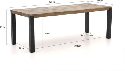 ROUGH-S dining tuintafel 220x90x76cm - Laagste prijsgarantie! Bruin