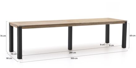 ROUGH-S dining tuintafel 300x90x76cm - Laagste prijsgarantie! Bruin