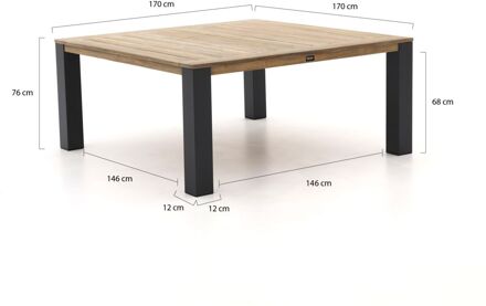 ROUGH-X dining tuintafel 170x170x76cm - Laagste prijsgarantie! Bruin