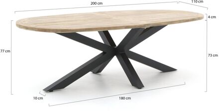 ROUGH-Y Ellips dining tuintafel 200x110cm - Laagste prijsgarantie! Grijs
