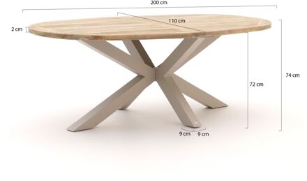 ROUGH-Y Ellips dining tuintafel 200x110cm - Laagste prijsgarantie! Taupe