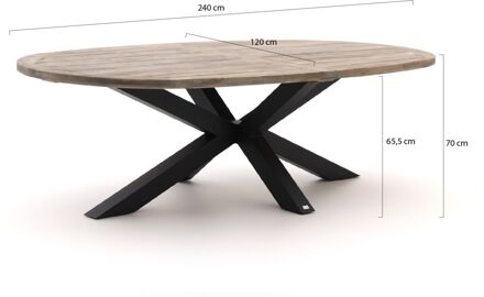 ROUGH-Y Ellips low dining tuintafel 240x120cm - Laagste prijsgarantie! Bruin