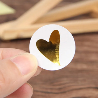 Round Gold Heart Adhesive Sticker Cute Sealing Label Sticker For Birthday Cards Envelope Gifts Decoration Stationery 160 Pcs/Lot