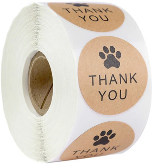 Round Kraft Paper Thank You for Bear footprints Stickers 50labels/wad Sticker Cute handmade Stationery Sticker
