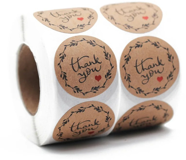 Round Natural Kraft Thank You Sticker Seal Labes 100-500 Pcs Hand Made With Love Sticker Paper Scrapbooking Stationery Sticker