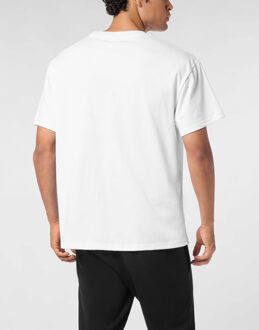 Round Neck T-Shirt Plein Sport Wit en Oranje - L