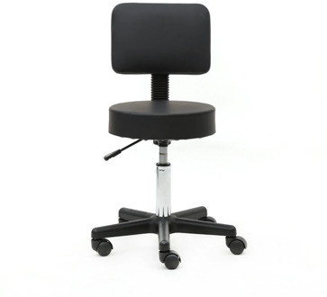 Round Shape Plastic Adjustable Salon Stool with Back Black