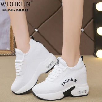 Round Toe Female Sports Shoes Rubber Platform Shoes Women Vulcanized Shoes Woman Spring Lace-up Sneakers Women Casual Wedges New