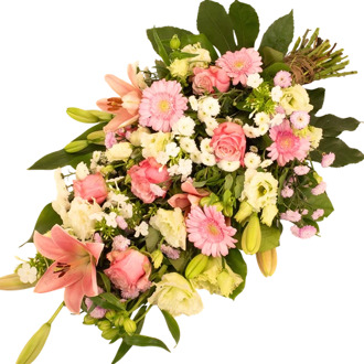 Rouwboeket gemengd roze - wit