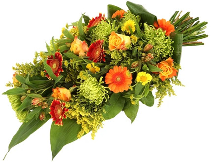 Rouwboeket oranje geel