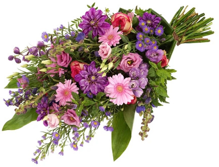 Rouwboeket roze paars